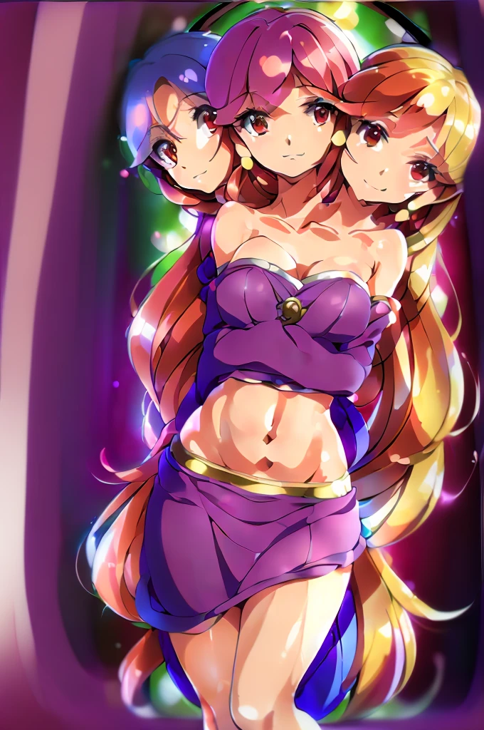 (masterpiece, best quality), best quality, (ultra-detailed), (3heads:1.5), 1girl, (kotohime:1.3), masterpiece, (best quality:1.5, highres, UHD), highres, absurdo, ultra detail, ultra quality, Ultra resolution, purple top, crop top, ((stomach)), midriff, ((groin)), purple skirt, with red markings, normal ears, shackles, red hair, very long hair, wavy hair, sidelocks, red eyes, very detailed eyes, parted lips, sweat, cute, toned belly, hand on own chest, eyelashes, (24 year old woman:1.3), (masterpiece:1.5), (best quality:1.5), (beautiful detailed extremely detailed CG, extremely delicate and beautiful, depth of field, (finely detailed face), (perfect details:1.2), (mature female:1.4), wide pelvis, slender, large veiny breast, 16k resolution, highres, very high quality, very high definition, extremely detailed, masterpiece, red hair, long hair, alluring presence, braid, short skirt, close up, big tits, young, red bow,