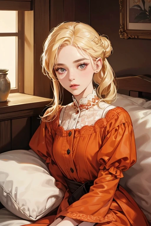 Despite being a pillow, Roselinen has a human-like appearance. She has peach-colored skin, a round face, waist-length blonde hair, and black dots for eyes. She wears an orange, floral dress for most of her appearance (unlike Jay or Bonnie). She has large lips but a small mouth, and is slightly shorter than Finn. When she and Finn are married, Roselinen wears her blonde hair in a bun with two strands framing her face. In her middle-age, her features are paler and her hair is now in two ponytails, framing her face. When Finn is on his deathbed, Roselinen's hair is white, and she wears a red dress with light-orange ropes around her collar and sleeves. Her face is now even paler and has more wrinkles. SPARKLE; GLITTER