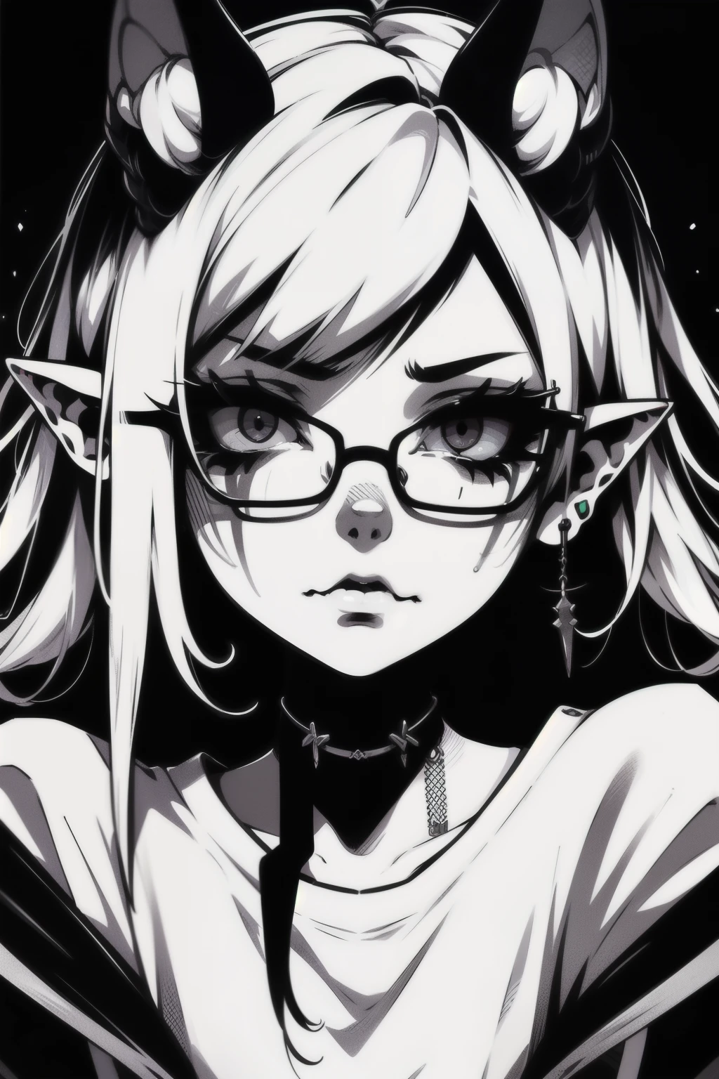 a close up of a person with glasses and a white shirt, neferpitou, gapmoe yandere, gapmoe yandere grimdark, ahegao, anime moe artstyle, (neotokyo), [ digital art ]!!, yandere, epic anime style, very creepy, portrait gapmoe yandere grimdark, official artwork, emo anime girl