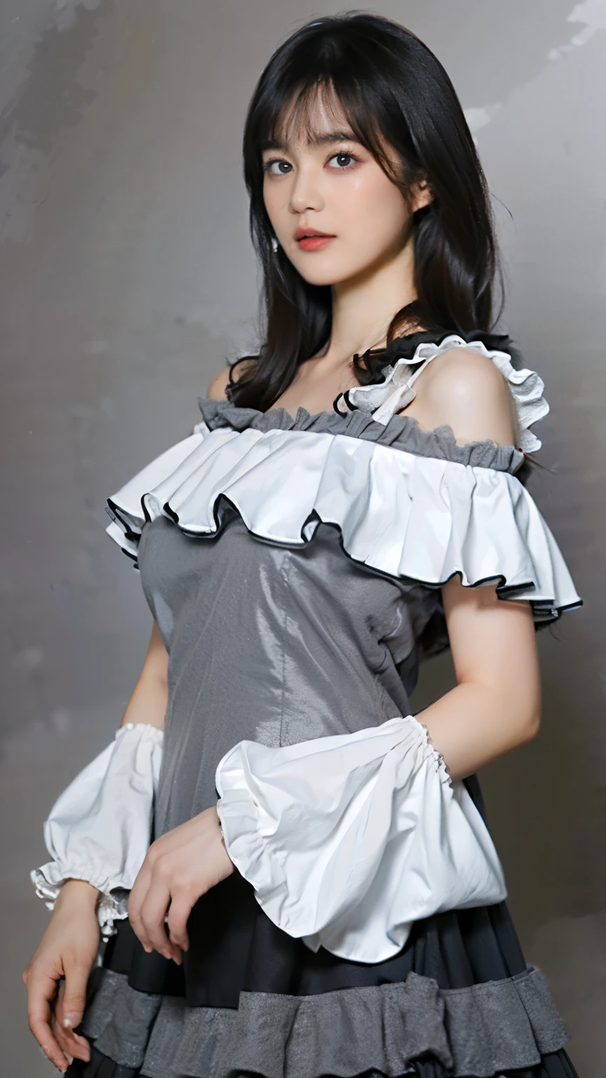 (8K、RAW Photos、Highest quality、masterpiece:1.2)、(Realistic、Realistic)、1 girl、((Race Queen Costume:1.5、With pubic hair、Large Breasts、Full body from the front、Standing with hands behind back、、Lots of eyelashes、Glowing eyelids、skeletally correct、smile、This photo will awaken boys to sex