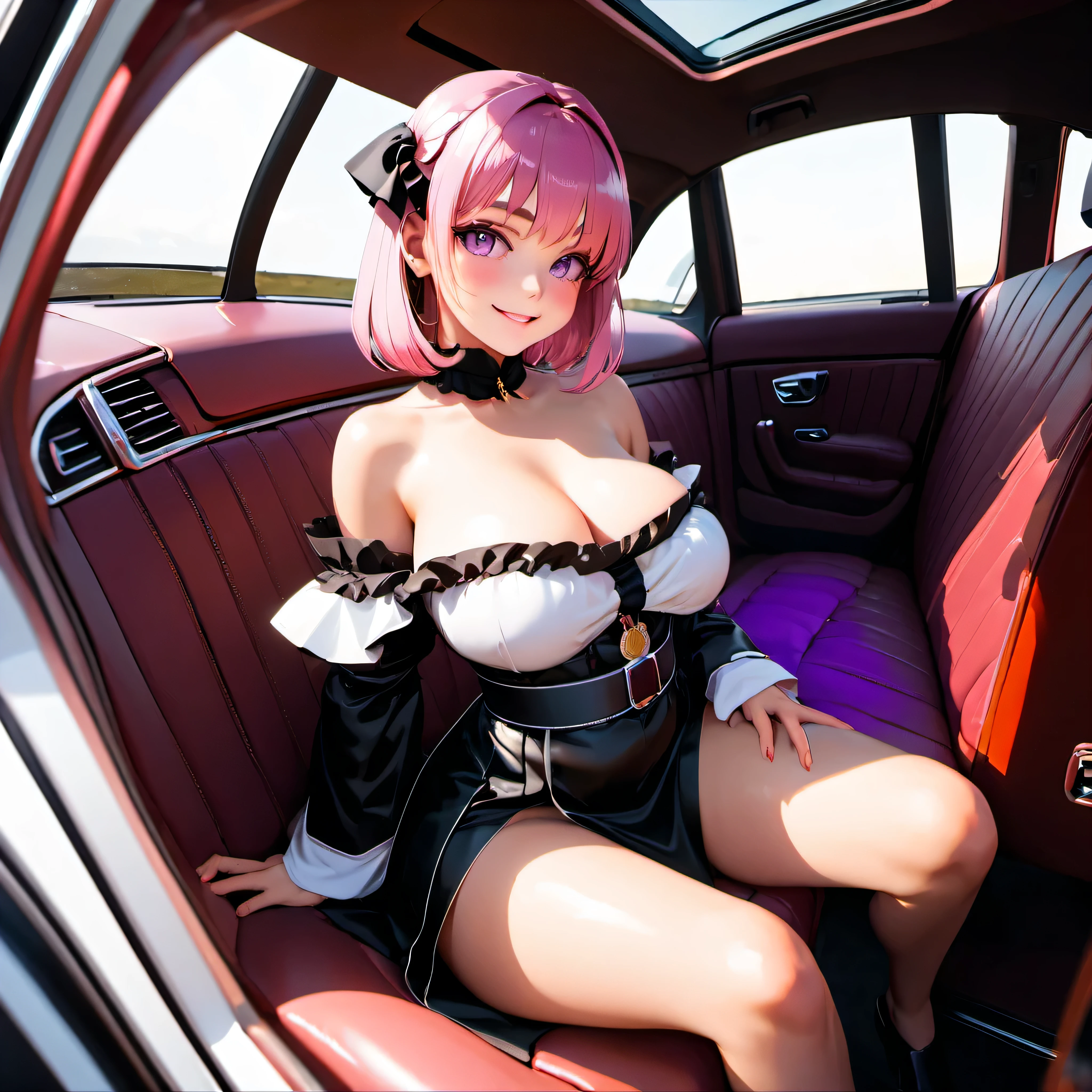 1Nun sitting in a car, young girl bangs tourmaline frange kunzite, nsfw pink blush kind smile jewelry, looking at viewer, car interior, solo, purple eyes, steering wheel, white and black shirt, off shoulder, black jacket, sleeves wrist scrunchie, (sitting on passenger seat), (Nun stylish outfit), ultra_high-details ultra_high-quality ultra_high-definition ultra_high-resolution UnrealEngine5 ultra Cinematic_sunLight Epic tmasterpiece dynamic composition, ultra-professional photorealistic, ultra-detailed, large breasts BREAK holding a coffee cup BREAK (car indoors:1.2 deep path equirectangular) passenger seat (seatbelt:1.2), population glass "Heavy Metal" chrome extremely detailed, reflection, reveal nsfw, nude, sex, naked, transparent, varies multi etc. --v6 --s1000 --c20 --q5 --chaos100