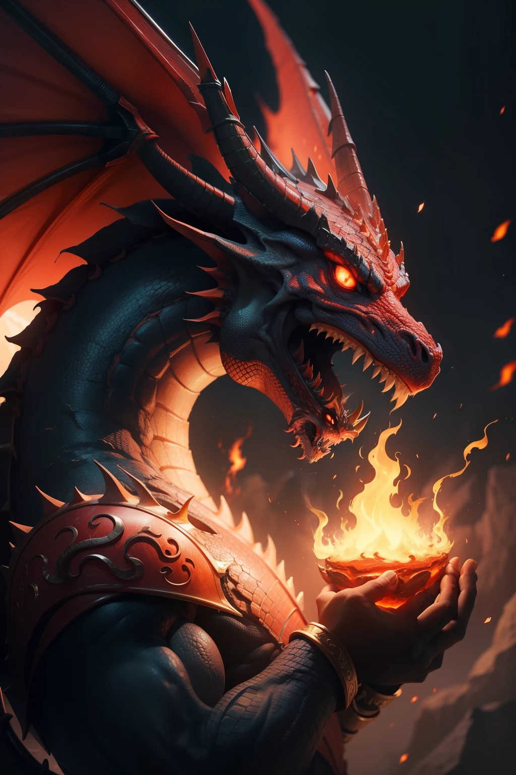 The head of a dragon,asas(Demon's asas,Flame-entwined asas,Huge asas unfolded