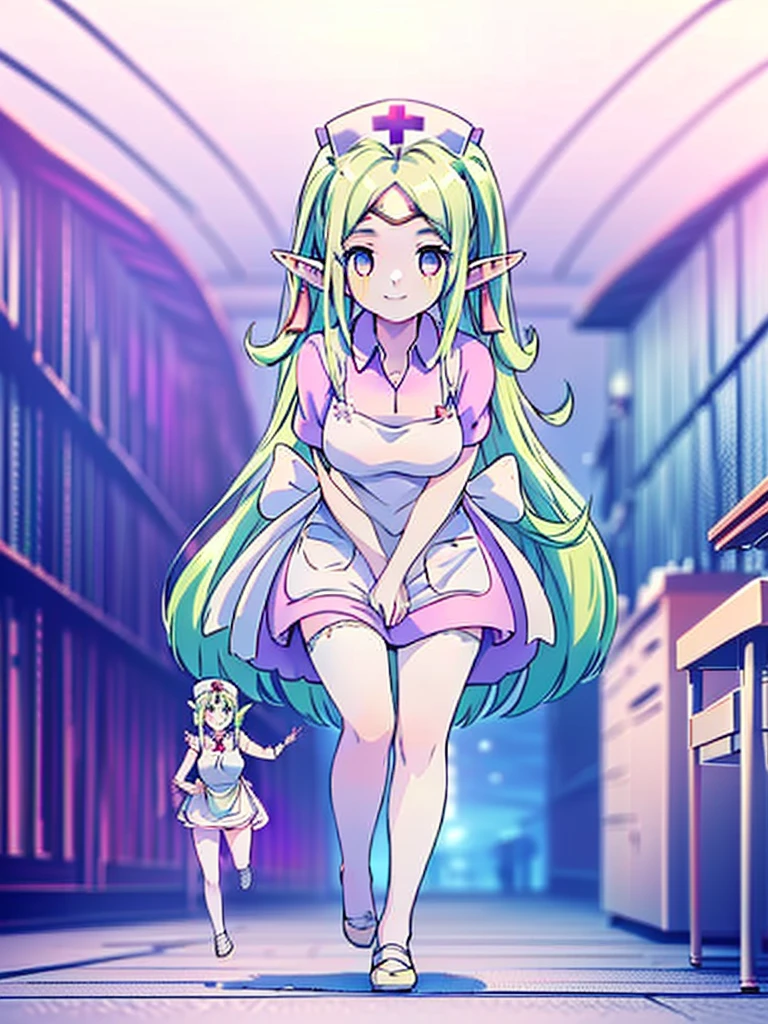 gran calidad ++ Extremely detailed high resolusionolution, very aesthetic, ojos expresivos, (((Cara perfecta))), (((face symmetrical))), ((good anatomy)), (((manos perfectas))), (((8k))), UHD, Fondo de pantalla HD, (((alta calidra detallada, (((((1girl)))))), solamente, Obra maestra, La mejor calidad, high resolusion, Altamente detallado, (((((illustration)))), hermosos ojos detallados, (((combatant))), (((((1girl))))), ((((fullbody)))), (((((((nowi_fe)))))), (((green hair))), ((((purple eyes)))), (((((arm at side))))), (((((hospital))))), (((standing))), (((((running))))), (((((running to help someone))))), (((smiling))), (((adult body))), (((((hair rings))))), (((bangs))), (((nurse cap))), (((((pink collared dress))))), (((apron))), Cabello largo y ondulado, (((Dedos detallados))), (((Smile))), (((asymmetrical body))), (((asymmetrical hair))), (((asymmetrical clothes))), (((milfication))), (((mature female))), (((((gigantic breasts))))), Dedos precisos, Manos no antinaturales, strange eye, cielo despejado, bright sunny day,