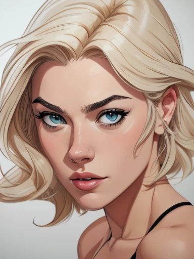 Personagem Yvonne Strahovski omagem de desenho animado de uma mulher .cartoon style illustration, estilo de arte dos desenhos animados, estilo de arte dos desenhos animados, digital illustration style, design de personagens altamente detalhado, arte digital detalhada fofa, City fan art, Design de personagens de retrato, beautiful digital illustration, retrato de alta qualidade, Arte em quadrinhos, mulher jovem. expression of sexual desire white background