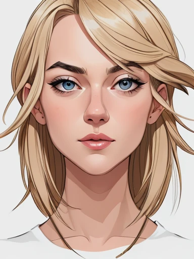 Personagem Yvonne Strahovski omagem de desenho animado de uma mulher .cartoon style illustration, estilo de arte dos desenhos animados, estilo de arte dos desenhos animados, digital illustration style, design de personagens altamente detalhado, arte digital detalhada fofa, City fan art, Design de personagens de retrato, beautiful digital illustration, retrato de alta qualidade, Arte em quadrinhos, mulher jovem.  expression of sexual desire white background