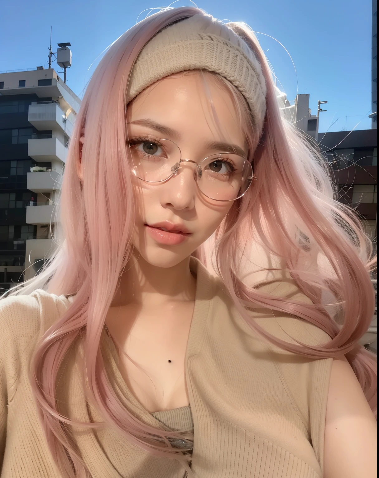 <lora:RoundFrameGlasses:0.75>, round frame glasses, best quality, super high resolution,shot, (delicate eyes 1.2), RAW, closeup portrait of girl with ridiculously long hair, pink skin, wearing student uniform, skirt, slim body, (high detail skin: 1.2), 8K UHD, (Disneyland night scene background 1.35), (many passersby in the background), SLR, soft light, high quality, Fuji XT3, fine face