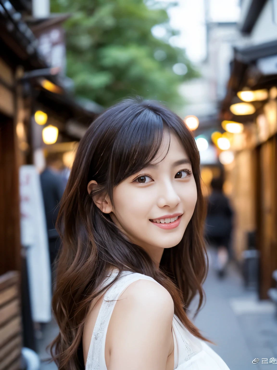 (((best image quality、highest quality、Super high quality 1.5、Super high quality 1.5、32K、muste piece、RAW photo、very clear image、very clear image quality、Photoreal 1.3、Super detailed 1.2, small details, High resolution, perfect dynamic structure, masterpiece, surreal,Highly detailed CG Unity 32K wallpaper,realistic pictures、real human being、Super detailed face、)))、The most beautiful woman working as a club hostess in Ginza、shiny brown hair、long hair、Arashiyama in Kyoto、Wearing a white dress、Enjoying the spring season、Very enchanting、she is full of confidence、Smiling at the camera、Expressing her charm to the fullest、random sexy pose 1.5、(face and body completely facing forward、)、
