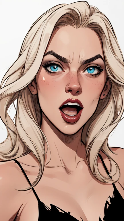Personagem usando roupas Burlesque suja de sangue criminoso Yvonne Strahovski omagem de desenho animado de uma mulher .cartoon style illustration, estilo de arte dos desenhos animados, estilo de arte dos desenhos animados, open mouth with vampire teeth stained with criminal blood Digital illustration style, design de personagens altamente detalhado, arte digital detalhada fofa, City fan art, Design de personagens de retrato, beautiful digital illustration, retrato de alta qualidade, Arte em quadrinhos, mulher jovem. expression of sexual desire white background stained with criminal blood