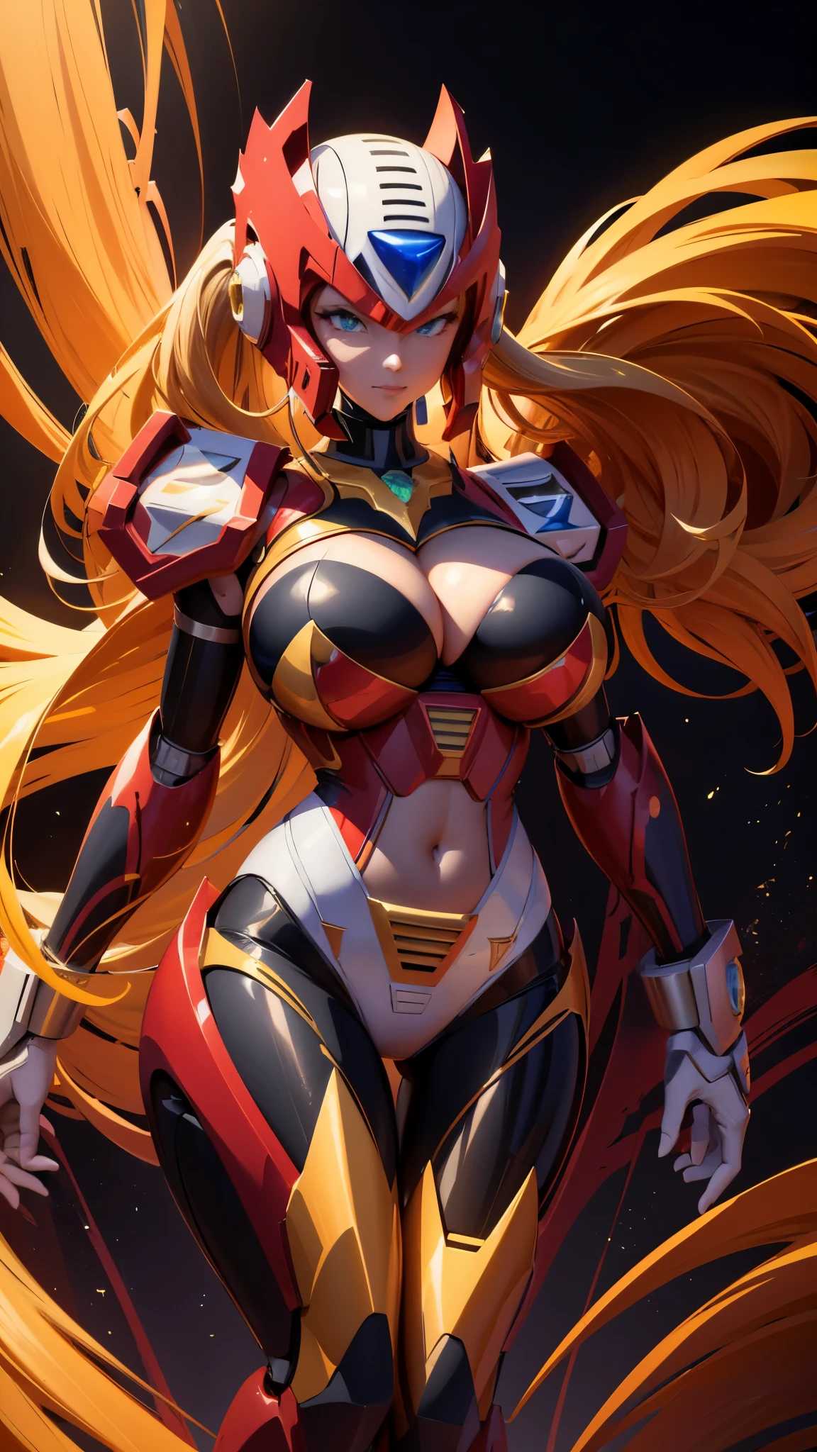 A beautiful woman, 1 girl, (( mecha)), sexy body figure, long legs, large breasts, (cleavage), busty, beautiful face, Vanessa Kirby, milf, age 28, royal, long blonde color hair, pony tail, helmet, fine armor, futuristic armor, sci fi, intricate armor details, red and black color armor, night time, dark city, neon lights, a woman, in a dynamic pose, designed by Gucci::3, tumblr, (inspired by Yanjun Cheng style), digital art, meme lofi internet girl, trend in dezeen, catalog photo, 3 d render beeple, rhads and lois van baarle, cartoon style illustration, (bright pastel colors), a beautiful art illustration, anime girl --ar 2:3 --q 2