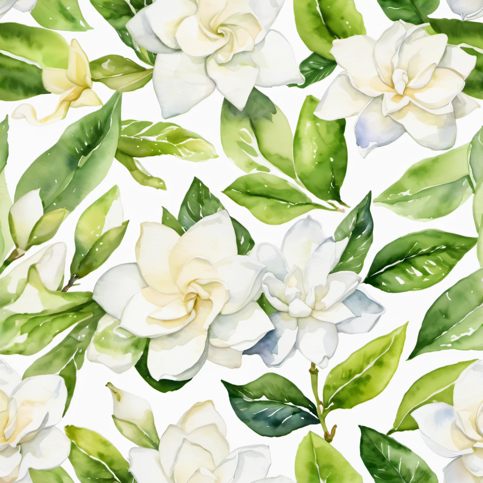 Multiple gardenia petals,White,watercolor,fresh