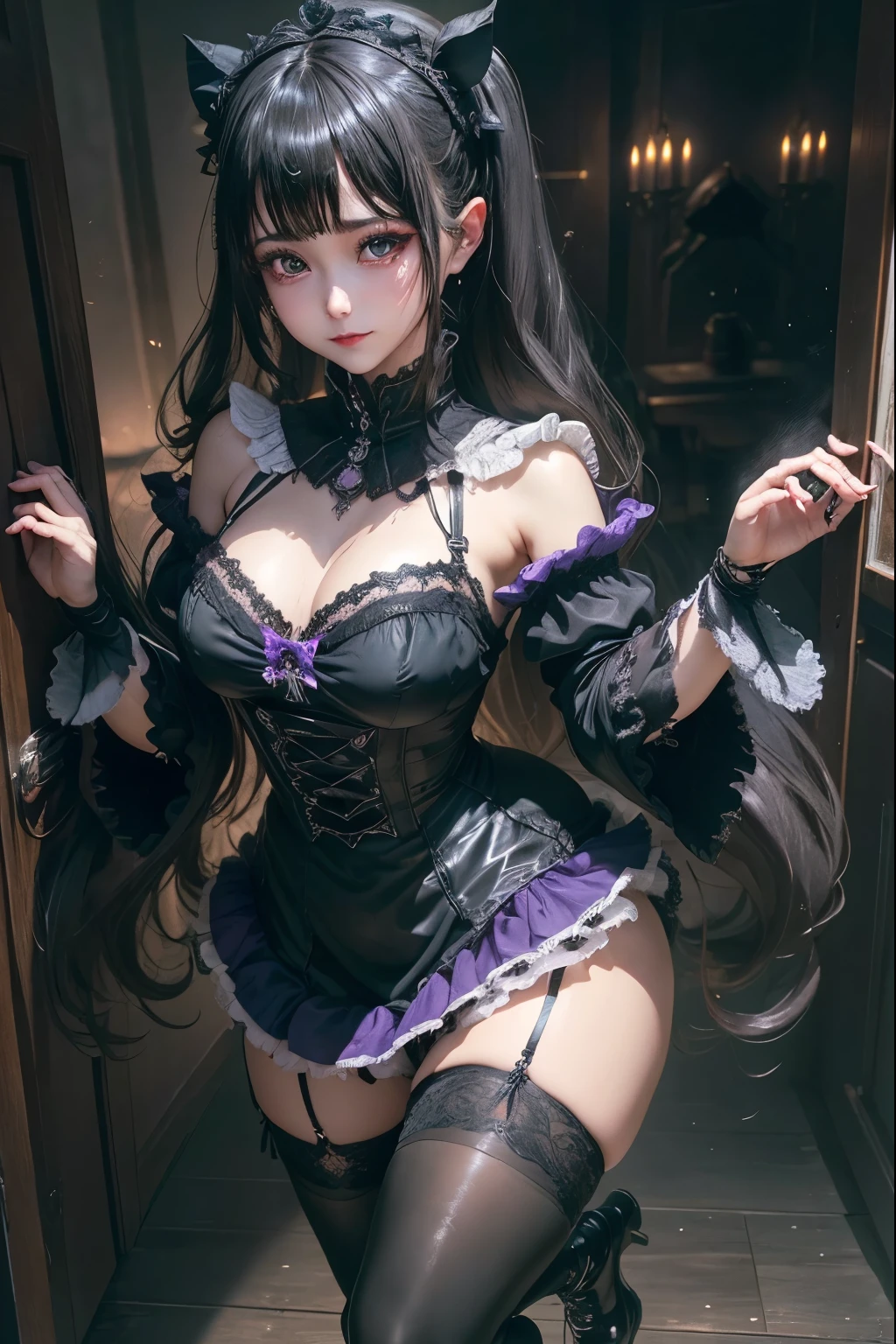 ハードdark gothicメイク、my sanity、deep night sky、horror、black dark eyeshadow、cry、grieve、Good skin glow、dark gothicメイク、dark smile、palace、fragrant beauty、22 years old、Expression of intense sexual pleasure、embarrassed look、dark gothic、lewd expression、highest quality、View 5 books、Expression of sexual pleasure in suffering、drunk face、purple maid outfit、Mysterious、Noble、A face that is holding back the toilet、super sexy、loving smile、twin tail hair、jet black ruffle skirt、right blue eye, Left eye is red、Super bewitching pose、platform heel shoes、dark makeup、black lipstick、make the world beautiful、gothic ****ta clothing、A little slender、silver hair、long hair straight hair、Cute Gothic ****ta Dress、beautiful face、elegant face、bewitching face、knee high socks、Stained glassが背景、My chest is glistening with sweat、the room is dark、goth long dress、bell sleeve、wizard sleeve、decadent look、sexually excited look、gothic mode、Glossy thighs wet with water、Thighs wet and shiny with oil、Background of a room full of roses、sad expression、Rose Maiden、The embroidery is pink、The costume has pink embroidery、thigh high socks、knee high socks、slender body、gentle expression、masturbation behavior、deep black eyeshadow、despicable act、Stained glassと薔薇背景、wearing black underwear、black panties、thighs are a little thin、duo、female couple、i have lesbian friends、Are standing、hug a girl、upright、walk、Blue lightning flashes on his right hand、Electromagnetic waves glowing blue on my hand、Dark Church Background、Stained glass、black metal world、Dark castle、Room of Darkness、Her thighs shine with a lot of sweat、My body is wet and shiny、Lots of glitter on the thighs、sweating、My thighs are sticky from sweating、Sweat glistens on my thighs, The whole body is sweaty and shiny、pretty sweaty、My thighs are sweaty、my thighs are so wet、I sweat a lot and my thighs are shiny....、A large amount of sweat shines all over the body、