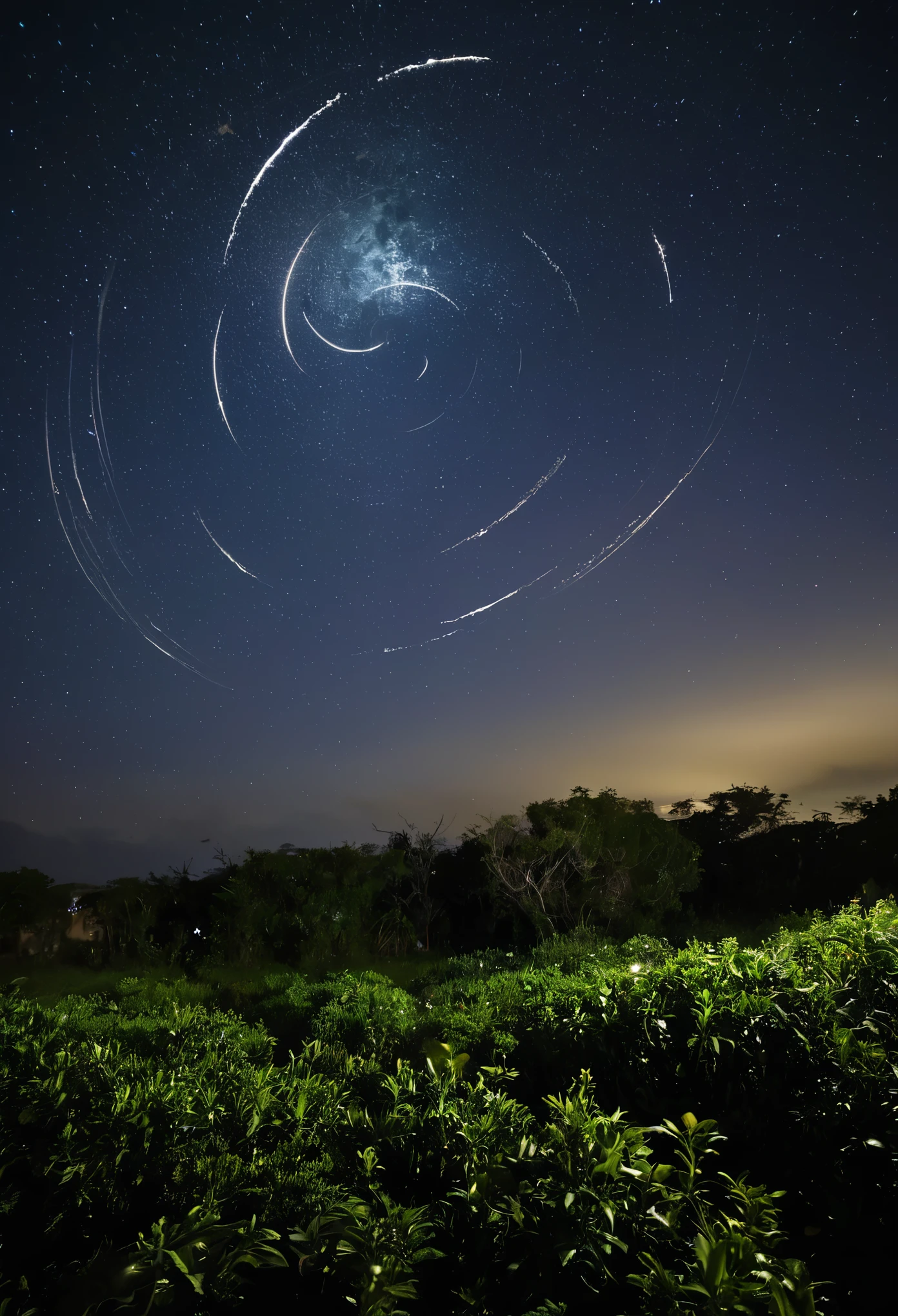 Estando en la noche con amigos en medio de un campo al aire libre. People saw a strange event in the sky, Some took photos with their phones of a symbol that appeared to be three sixes with lines inverted in a circular shape.. Alo lejos se alcanza a ver algo como lluvia de estrellas o meteoritos, which seems to be a war of strange ships attacking our planet, which apparently is covered by a dome or capsule that briefly resists the impacts of many ships, antes de ser destruido y una de las naves entra por un agujero y cae al lugar donde estaban los espectadores.