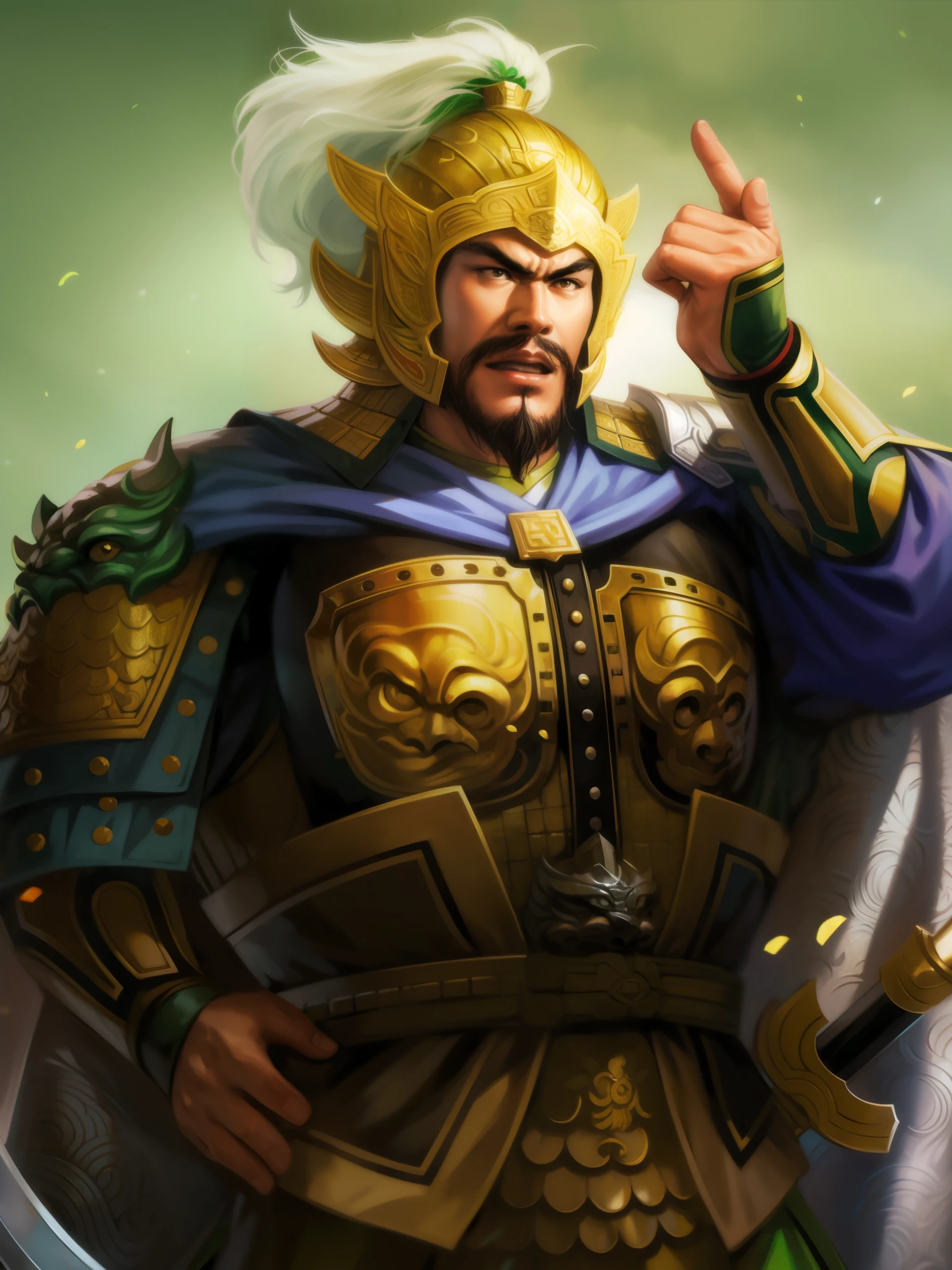 one wearing armor、Close-up of man holding sword, Guan yu, Inspired by Hu Zaobin, Inspired by Huang Shen, Inspired by Wu Bin, photo of , Inspired by Li Kan, Three Kingdoms of China, bian lian, , Inspired by Huang Ding, from the three kingdoms, Inspired by Guo Chun