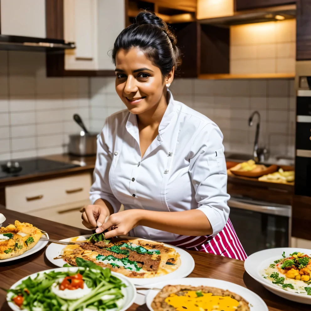 Mulher Loira Chefe de cozinha profissional 