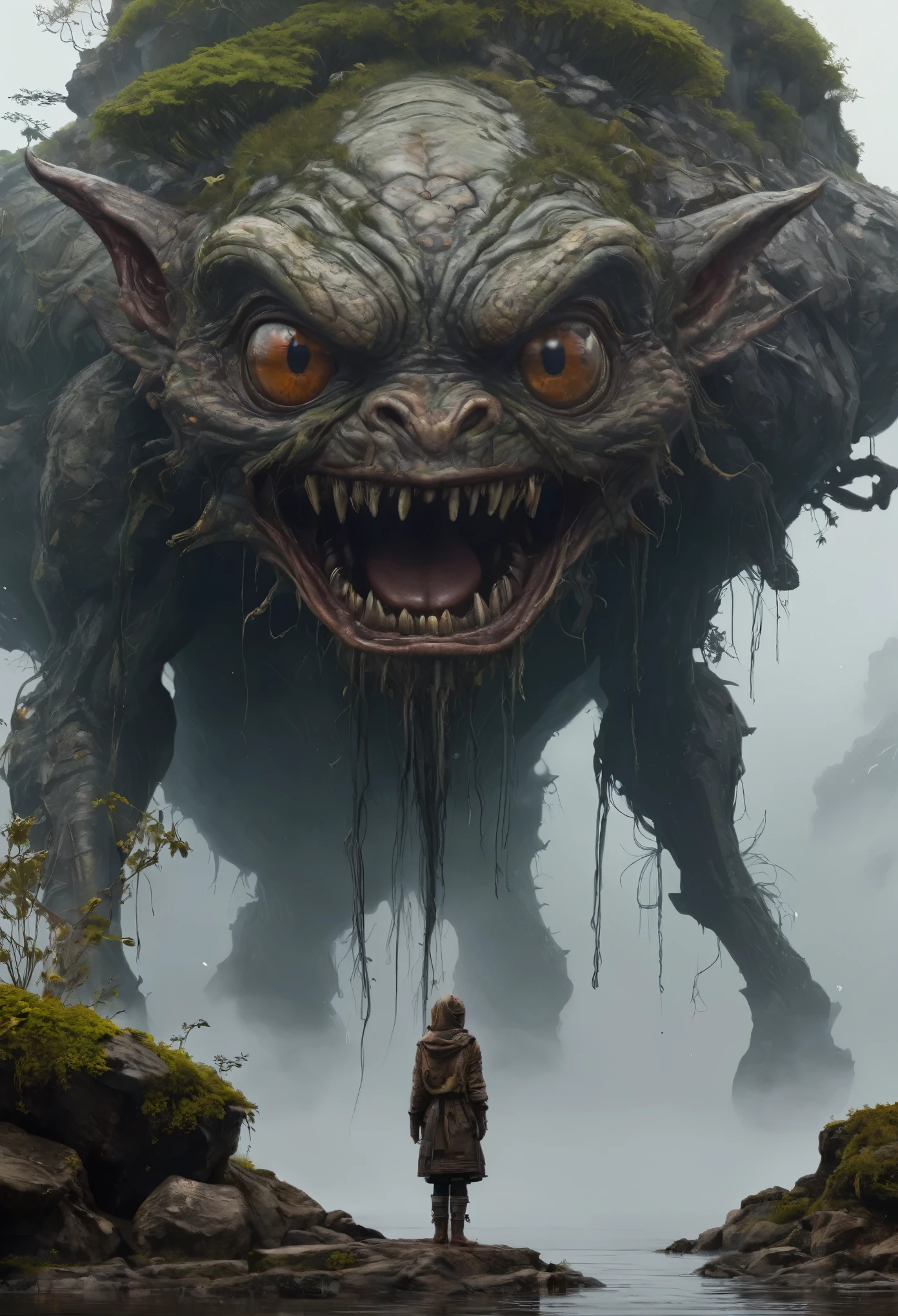 full-body-shot,Very tall , who can't fly,Cinematic, Technicolor,natural skin textures, hyper realisitc, hyper detailed,Extremely detailed,High contrast,Realistic,Chalsedoon goblin, back view,full body length,evil ghost,Hobgoblin,pretty face,intricate details,realistic humid skin,extremely intricate details,anatomically correct, eyes extremely detailed, high detailed eyes,High contrast,Ultra HD,Retina,HDR,photo,photorealism,Masterpiece, natural skin textures, hyper realism,hyper detailed,High contrast,(HDR:1.4),Realism,Ultra Detailed,irina yermolova, close full body shot,16K resolution,RAW, Nikon Z9,Paul Zizka,full body length,niobium goblin,native irish,pretty face,eyebrow up,full body shot,ominous landscape,niobium gray atmosphere,by art Simon Stalenhag,Nicola Samori,(((Wangechi Mutu))),prime colors,urban,extremely detailed,masterpiece,intricate details,faded,eyes extremely detailed, high detailed eyes,4k resolution,islands levitating above ground, Nikon Z9,scary village of stalkers,Stone Forest in Yunnan Province of China
