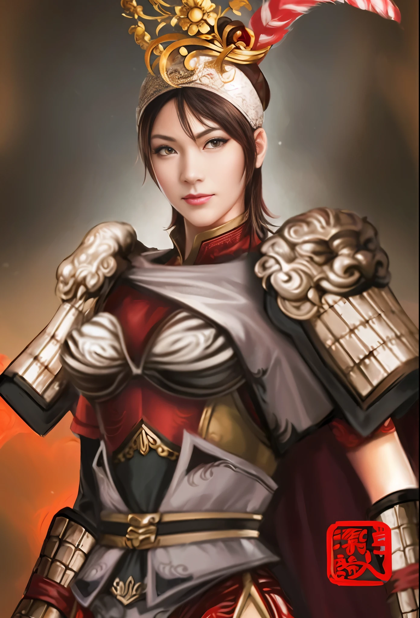 wearing armor、Close-up of woman in red cloak, Inspired by Zhu Lian, inspired by trees, bian lian, g liulian art style, Inspired by Guo Chun, yun ling, xianxia hero, Inspired by Fan Kuan, inspired by Wu Zuoren, heise-lian yan fang, Inspired by Puhua