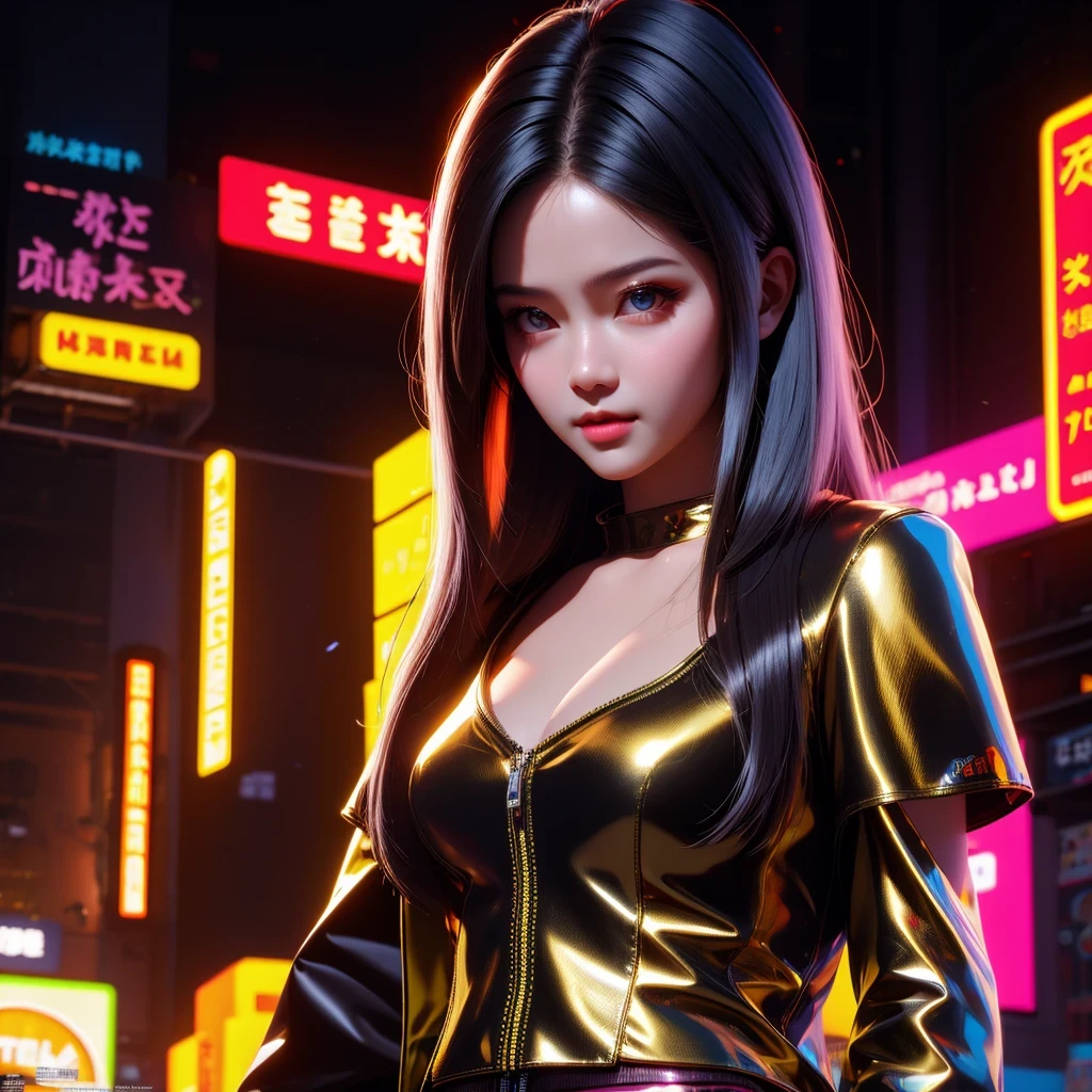 (masterpiece, best quality:1.2), 1girl, ((masterpiece, highest quality, Highest image quality, High resolution, photorealistic, Raw photo, 8K)), Retro Game, Nintendo, SEGA, Namco, Cyberpunk 1:25 miniatures，illustration，Side viewing angle，（（Side viewing angle）），Wear gold wire-rimmed reflective sunglasses，Carry future weapons，very happy，Side viewing angle，whole body，three-dimensional，octane rendering，Perfect face，Collagen texture