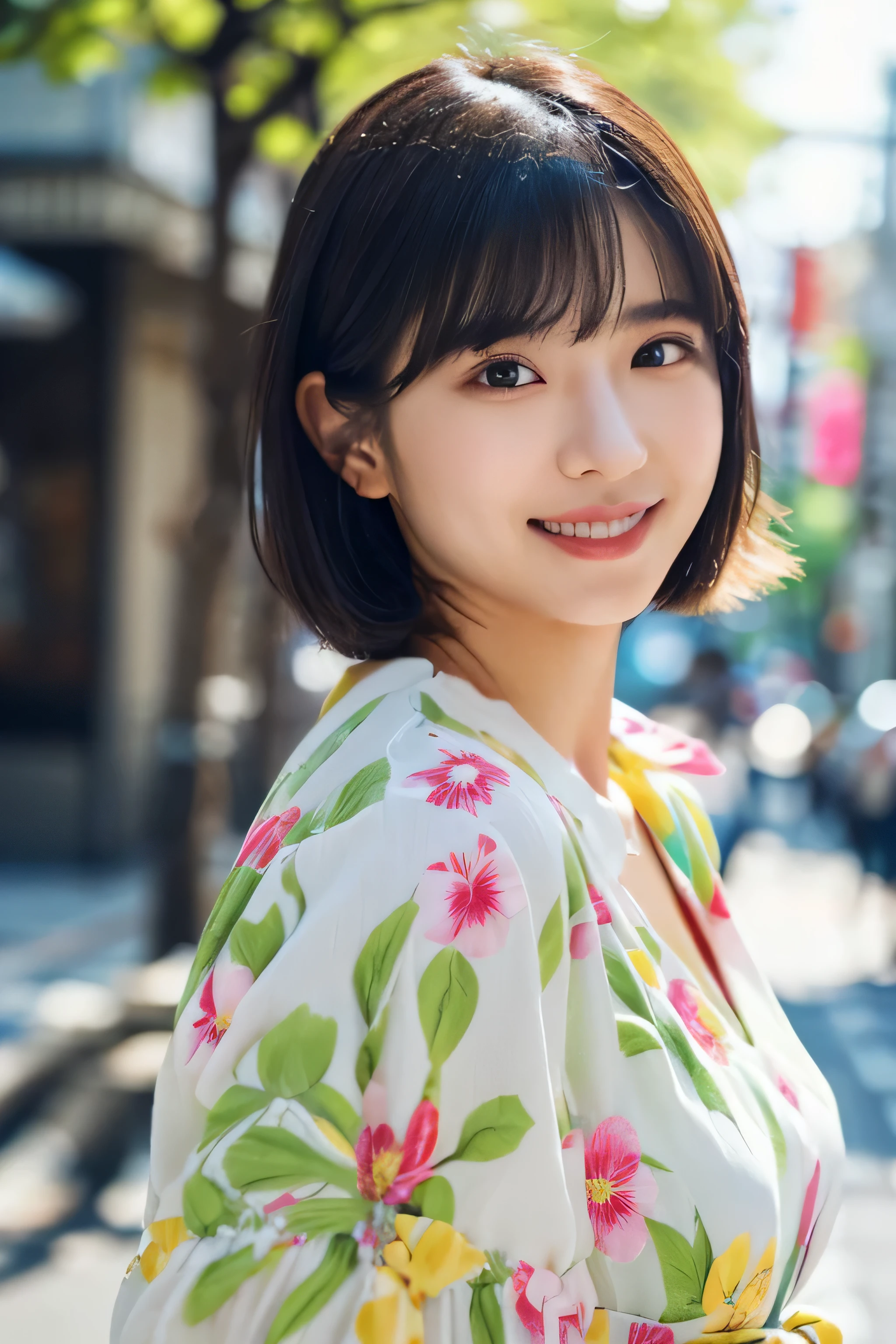 1 girl, (Full-body photo wearing spring outfit:1.2), Very beautiful Japan idols、((Tokyo street corner、snapshot、looking at the camera、fluttering hair、spring landscape:1.2))
(Raw photo, highest quality), (realistic, Photoreal:1.4), (masterpiece), 
very delicate and beautiful, very detailed, 2k wallpaper, wonderful, finely, very detailed CG Unity 8k wallpaper, Super detailed, High resolution, soft light, 
beautiful detailed girl, very detailed目と顔, beautifully detailed nose, finely beautiful eyes, cinematic lighting, 
(Simple background in bright colors:1.3),
(short hair), (parted bangs), 
complete ???????, slender body, Normal firm ???????, smile