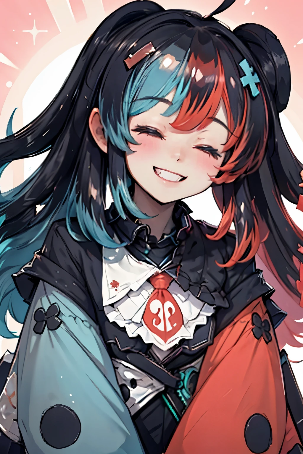 Highly detailed, High Quality, Masterpiece, beautiful, 1girl, solo, SwitchchanOutfit, (HeadpatPOV:1.5), headpat, pov, smile, bright smile, head tilt, closed eyes, happy, blush,