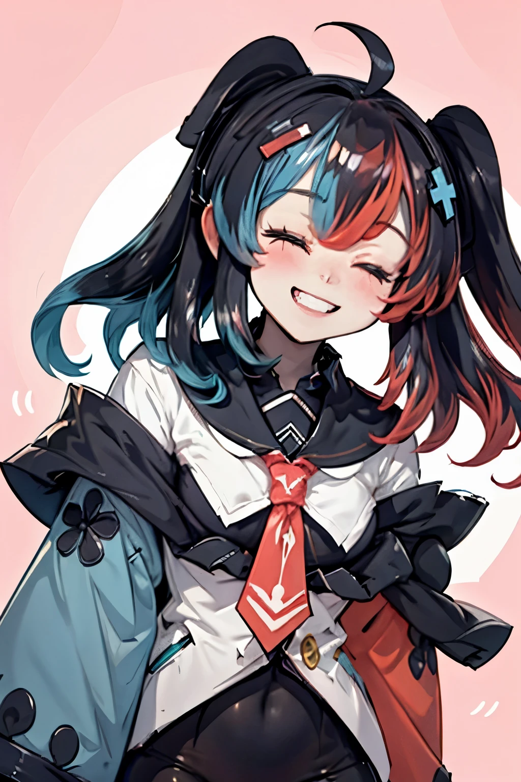 Highly detailed, High Quality, Masterpiece, beautiful, 1girl, solo, SwitchchanOutfit, (HeadpatPOV:1.5), headpat, pov, smile, bright smile, head tilt, closed eyes, happy, blush,