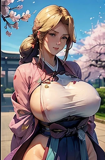 ((woman,(huge breasts:1.8), very red lips,huge breastsを強調,big ass,thin waist,long legs,Are standing,greenish blue eyes))
8K(((((anime style face,(anime style faceの描写しっかり)
(1 girl:1.2), alone, Hime cut,Traditional Japanese Clothing,  Gentle smile Japanese costume,kimono,european style costume,Tight fitting clothes,Clothes that fit tightly to the body,Clothes that show off your body lines,
Clear body lines,Tight-fitting clothing,Clothes that show off your bust,胸のラインがはっきりTight-fitting clothing,
break,break顔,handsome face,A dashing face,There are cherry blossoms,The wind is blowing
