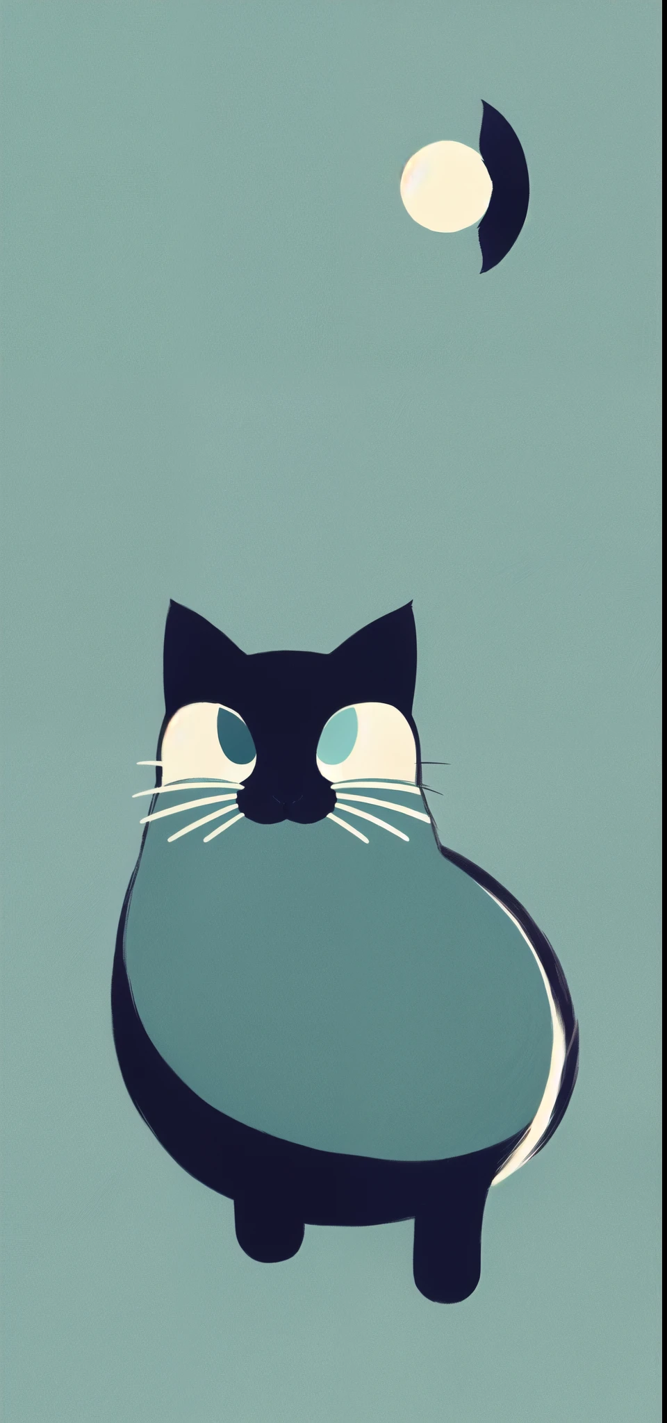 1 cat （（flat illustration））, minimalist style, Light blue background, anime style, high quality, high details, high details