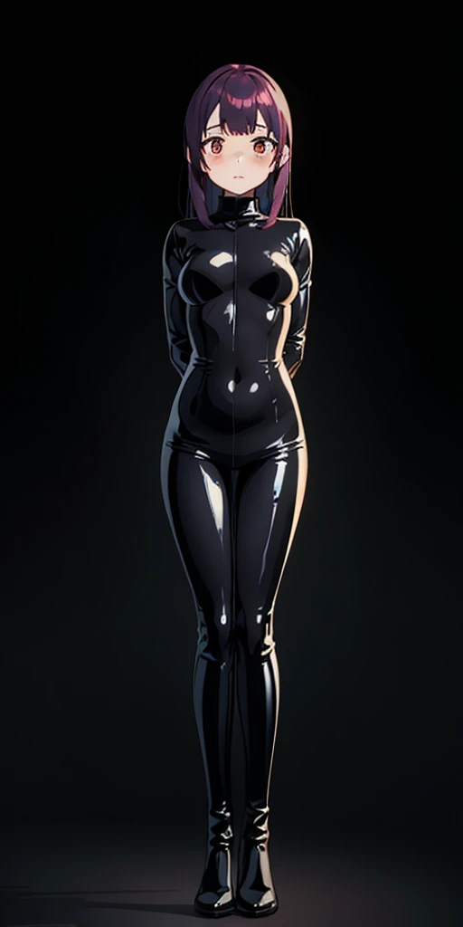 full body bondage latex girl (black background)