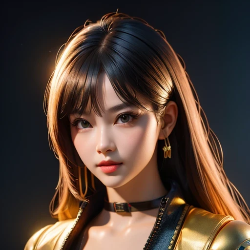 (masterpiece, best quality:1.2), 1girl, ((masterpiece, highest quality, Highest image quality, High resolution, photorealistic, Raw photo, 8K)), Retro Game, Nintendo, SEGA, Namco, Cyberpunk 1:25 miniatures，illustration，Side viewing angle，（（Side viewing angle）），Wear gold wire-rimmed reflective sunglasses，Carry future weapons，very happy，Side viewing angle，whole body，three-dimensional，octane rendering，Perfect face，Collagen texture