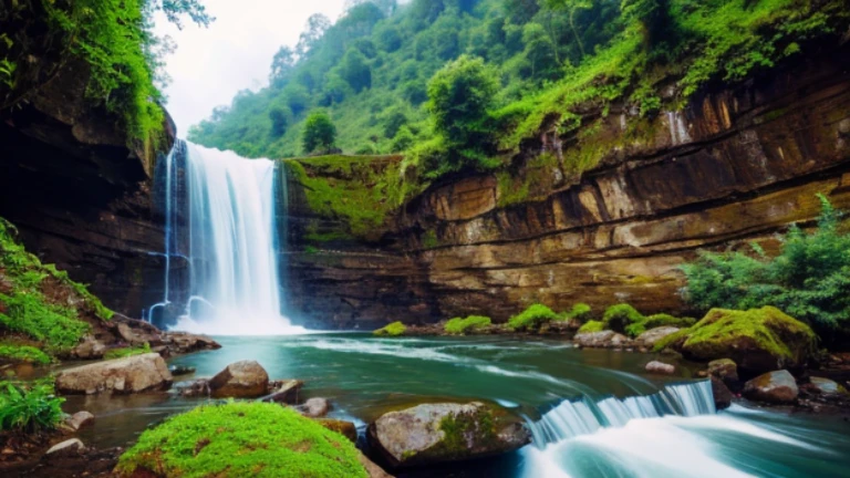 nature rain landscape flowers river waterfall mountin
