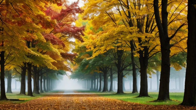 Autumn wood birds lanscape 