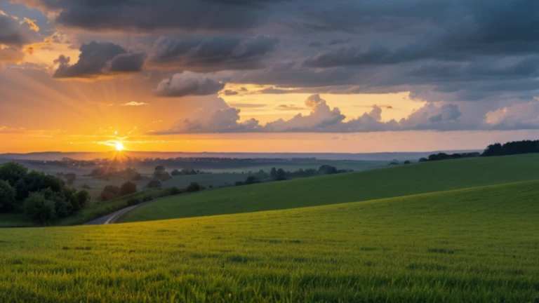 sunrise rain landscape summer