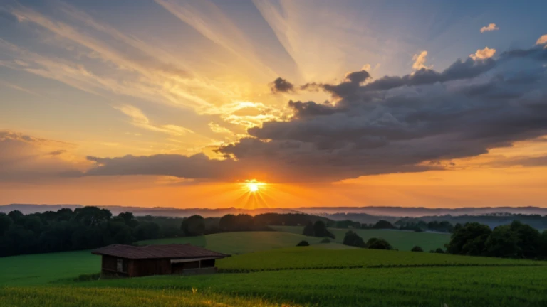 sunrise rain landscape summer