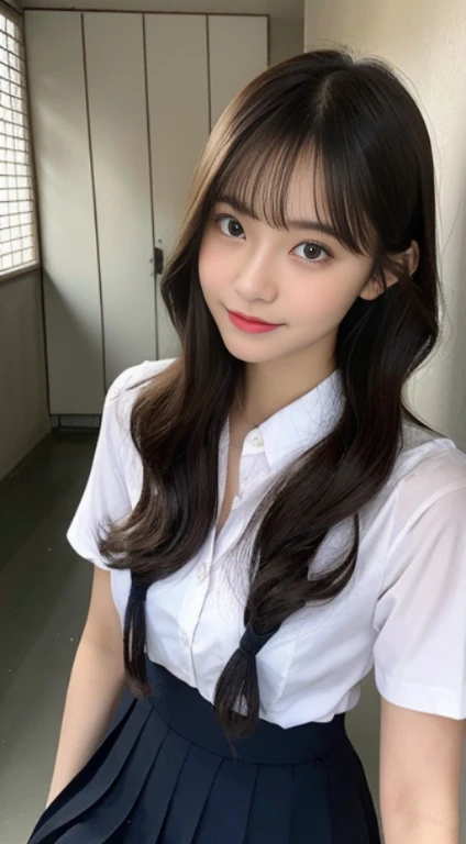 (((32k,high details,high detail、masterpiece,attention to detail,Full body Esbian,solo))),Raw photo & realistic atmosphere,beautiful濃い青色の目,detailed mouth,glossy lips,fine eyebrows,Detailedly drawn eyes、Soft white skin that shines in every detail、deep blue eyes,とてもbeautifulな瞳,lip details、とてもbeautiful顔,very well-shaped face、lifelike face,艶やかなbeautiful唇, Realistic young gravure idol, とてもbeautiful女子高生, ,適度にbeautiful, young gravure idol, young gravure idol, beautiful, Cute and sexy18 year old high school girl,the whole body is wet,dripped down,with a flushed face,とってもbeautiful18 year old girl,shortcut,brown shiny hair,hair is wet,dripping water,教室で広げられたdripped downような形の脚,ーナbeautiful18 year old high school girl,The skirt is riding up,I can see my underwear:1.7),(black pantyhose,beautiful fece,look at the camera:1.6),(The chest of the black uniform is loosely open.,darkness,very dark,A pitch black classroom with no lights on,Illuminate the subject with a flashlight,Spotlight:1.6),(Sexy,well-shaped chest,,mature body, I feel anxious and want to cry,Moist eyes,cold smile,It was glaring,It was glaring顔もbeautiful:1.5)