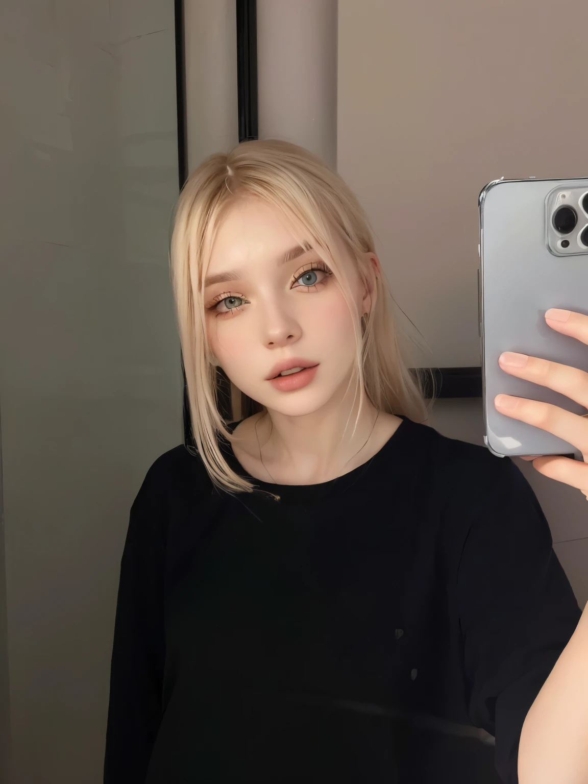 Mulher loira tirando uma selfie em um espelho com seu celular, Bela Delfina, retrato de Kim Petras, Yelena Belova, Anna Nikonova aka Newmilky, dasha taran, 🤤 retrato de , selfie de uma jovem, fair and pale skin!!, with pale skin, Aleksandra Waliszewska, very very very pale white skin