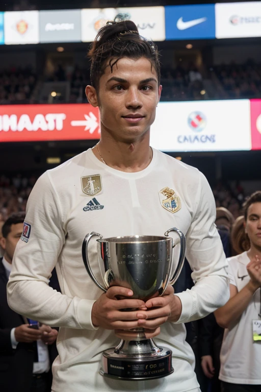 Cristiano Ronaldo holding the Champions trophy