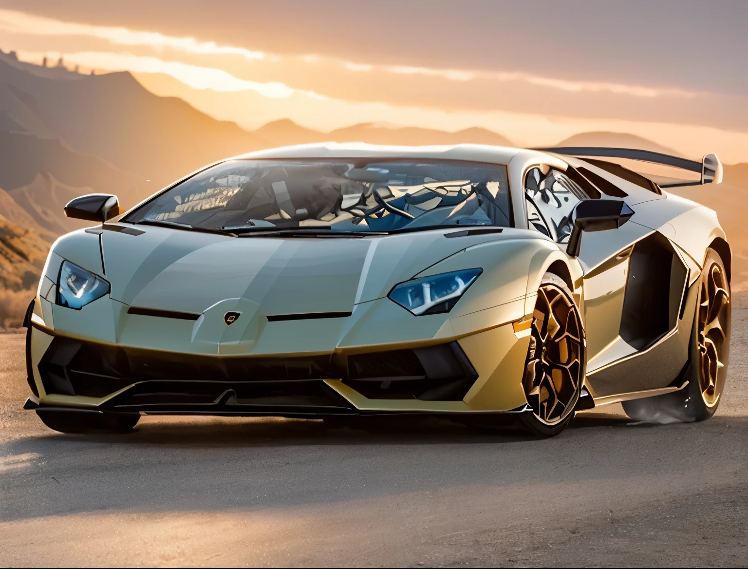 Make a golden lamborghini aventador the grand canyons
, Sophisticated, opulent, Golden hour, Highly detailed, Digital painting, Artstation, Concept art, Smooth, Sharp focus, Illustration, art by magali villeneuve and greg rutkowski and howard lyon.