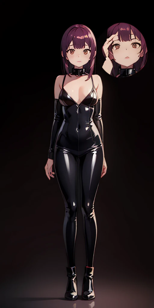 full body bondage latex girl (black background)
