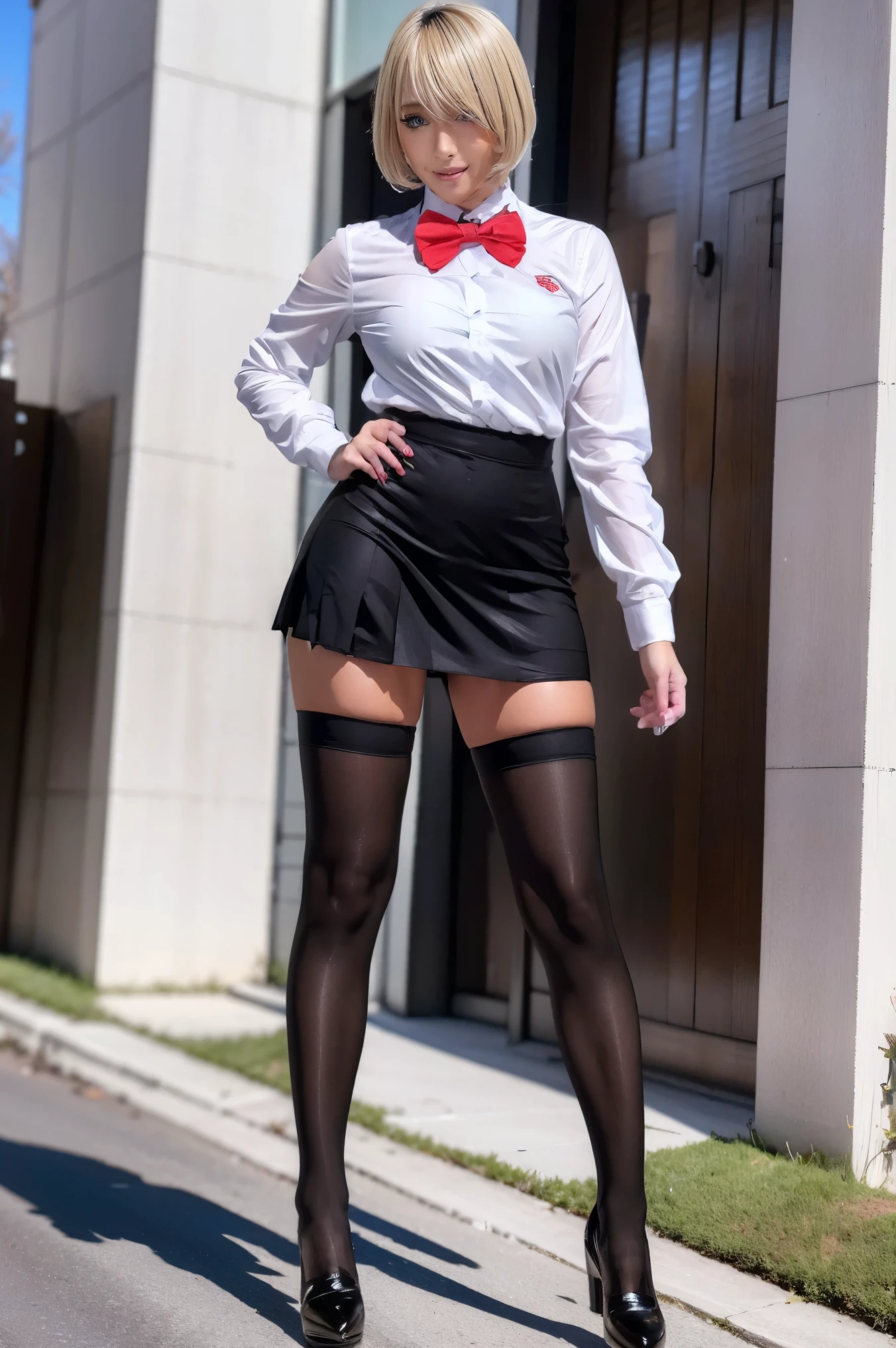 (scene; (We have 4:1.8))、(4 sisters)、gal、(neon street)、(Four tall high school girls with model figures)、(Standing facing this),), Full body photo shoot、(wide thighs, とてもlong legs), high heels on the ground, classroom, (masterpiece:1.3), (8K, realistic, Raw photo, highest quality: 1.4), (two girls), beautiful face, (realistic face), (blonde short cut:1.3), realistic目, very beautiful eyes, realistic skin, beautiful skin, ultra high resolution, Super realistic, very detailed, golden ratio, cute, cute female teacher, High school girl wearing red summer clothes, surreal high school girl, pleated micro mini skirt, Milk splashed on the uniform、濡れたpantyhose、pantyhose, (black stockings)、high heel loafers, full body figure, thin arms, (big breasts)、black leather designer bag、 High school girl in jk uniform, surreal high school girl, pleated micro mini skirt, Milk splashed on the uniform、ミルクがぶっかかったpantyhose、pantyhose, black stockings、high heel loafers, full body figure, thin arms, big breasts、(立っているcute双子の女子が2that'direct:1.8), wide thighs、long legs,