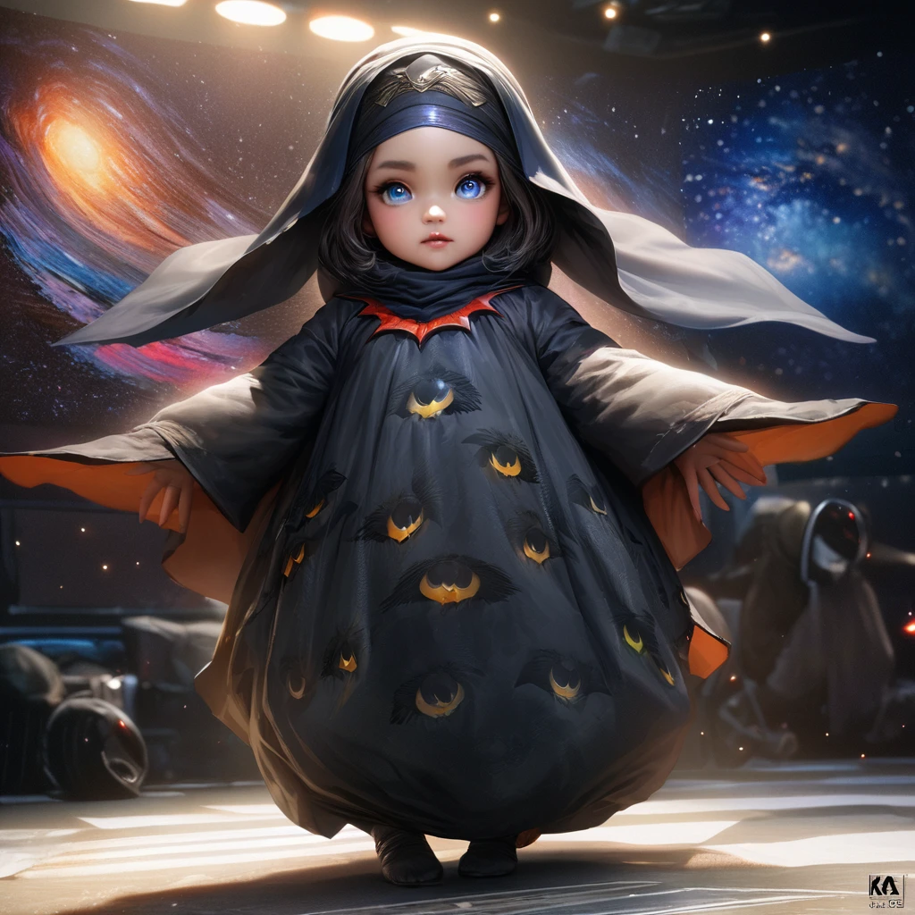 (best quality,4k,highres,masterpiece:1.2),ultra-detailed,realistic:1.37,a super heroine,athletic,cute face, crow themed makeup, hijab,beautiful detailed eyes,beautiful detailed lips,extremely detailed eyes and face,long eyelashe,malaysian:1.1 (age 28),crow themed costume and gimmicks,stopping a bank robbery,dynamic pose,vivid colors,starry night background,HDR,studio lighting,physically-based rendering,sharp focus,bokeh,colorful palette, (Show her from head to toe, full body shot, show her entire body)