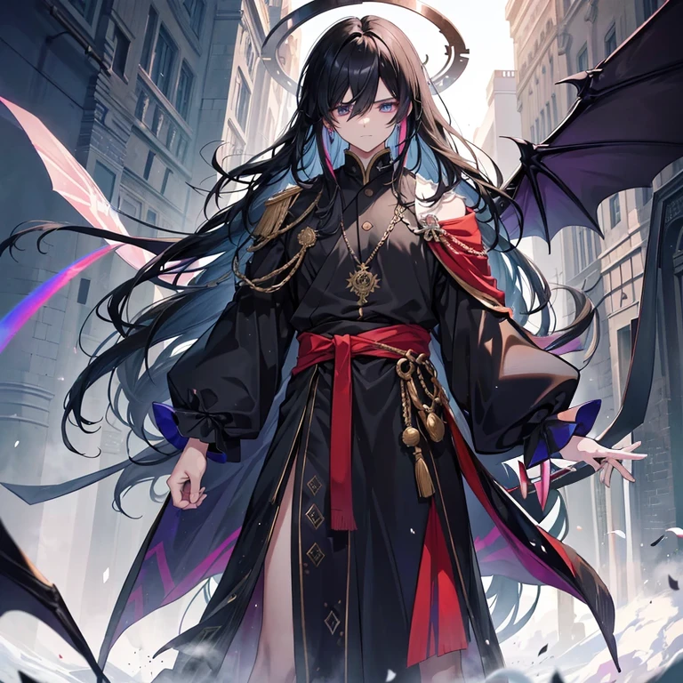 anime girl with long black hair and a red cape, keqing from genshin impact, by Yang J, from arknights, demon anime girl, gothic maiden anime girl, zhongli from genshin impact, badass anime 8 k, anime style 4 k, flowing hair and long robes, demon slayer rui fanart, black - haired mage, anime art wallpaper 8 k