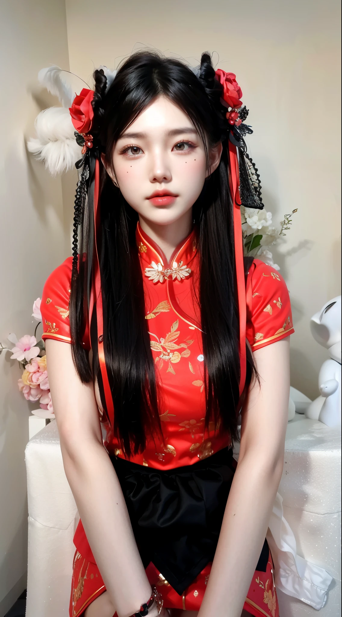 Game art，Best image quality，Highest resolution，8K，(A half-length photo)，(portrait)，(Head close-up)，(rule of thirds)，Unreal Engine 5 rendering works，20 year old girl，((Queen))，Eyes are very detailed，(big breasts)，Elegant and noble，cinema lights，Ray tracing，Game CG，((3D Unreal Engine))，OC rendering reflection pattern，4K，Ultra-clear，Sensual，translucent lace，Fair and plump figure，pretty face，gloss gel coat，身着华贵礼服的Queen，Crystal Gem Crown，Necklace jewelry，black tattoo(whole body)，The tattoo is very three-dimensional，Gorgeous and intricate tattoo designs，纹身Queen，Chinese girl