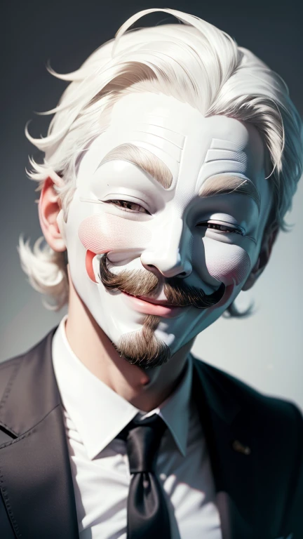 Anonymous man with white face,Positive face