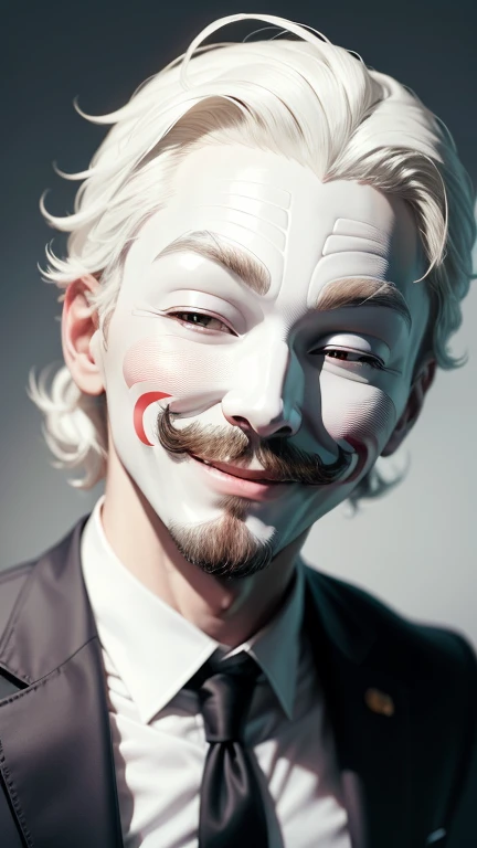 Anonymous man with white face,Positive face