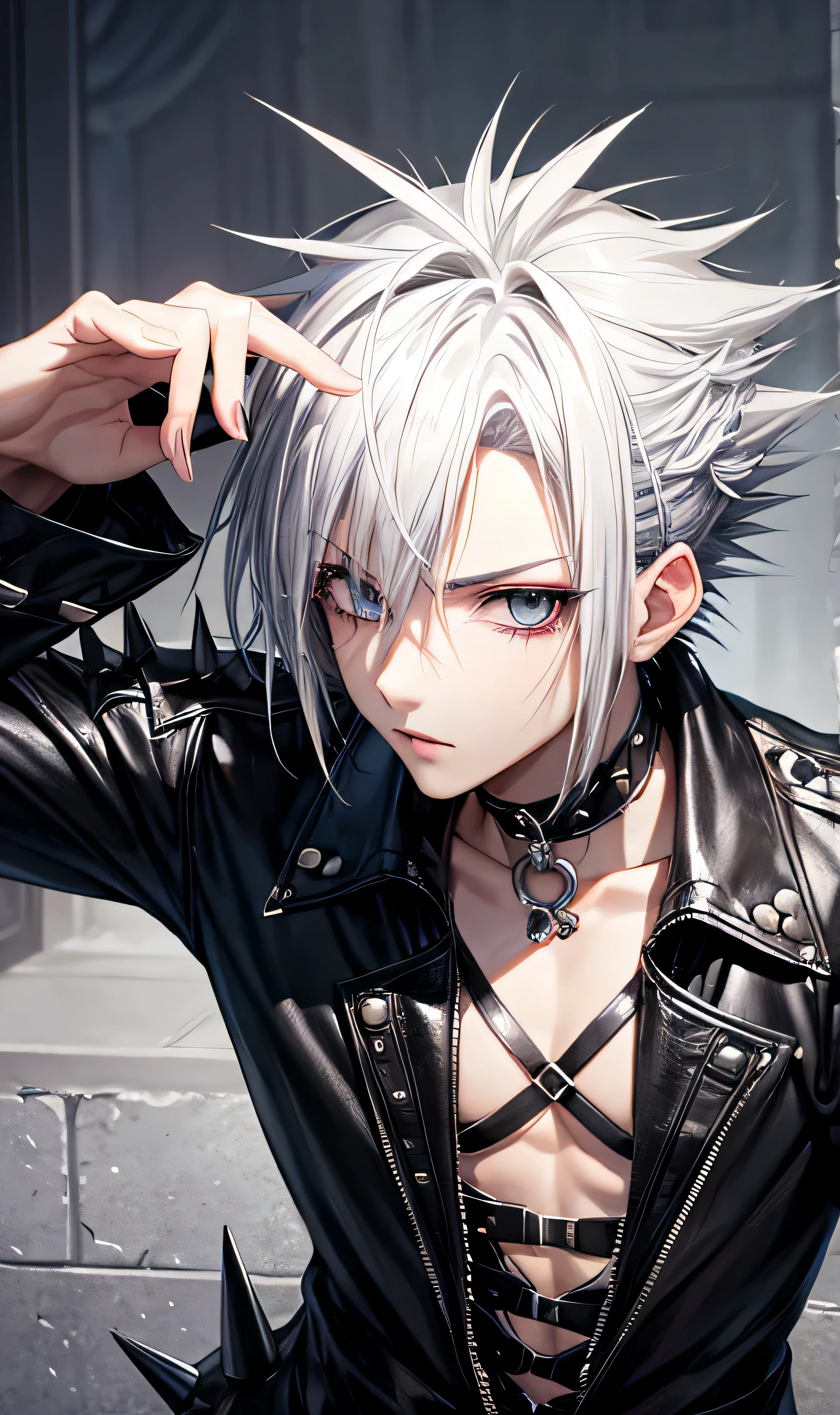 male,silver hair,Spiky Hair,Visual Kei,