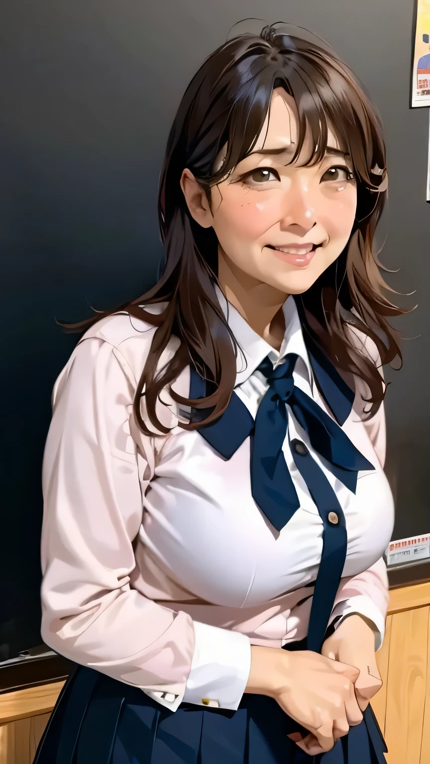 around 30 years old, big breasts　 ,Close-up of a woman posing in front of a blackboard　 angry face, jk uniform, seifuku, girl wearing uniform, japanese model, uniform, the blouse you&#39;re wearing, japanese school uniform　 Chiho, Narumi Kakinouchi, kimi takemura, Yoshitomo Nara, Sui Ishida, nanae kawahara, harumi, motto hole, shikamimi, chiaki nanami, aoi ogata