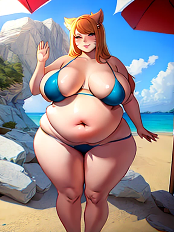 Ahri, bikini, bbw, Big Fat bloated belly, obese
