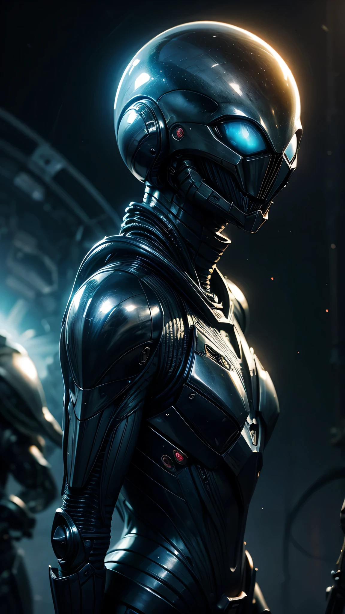 1 alien warrior woman, upper body, single focus, enigmatic beauty, Xenon armor, plasma blade, (alien battleground backdrop: 1.4), (extraterrestrial battle cries: 1.3), enigmatic features, cosmic aura, [depth of field, ambient lighting, alien flora foreground, interstellar ambiance], Xenon Vanguard, battle cries echo, cosmic presence, (alien technology hums), (strange atmospheric sounds: 1.2), intricate details, enhanced lighting.