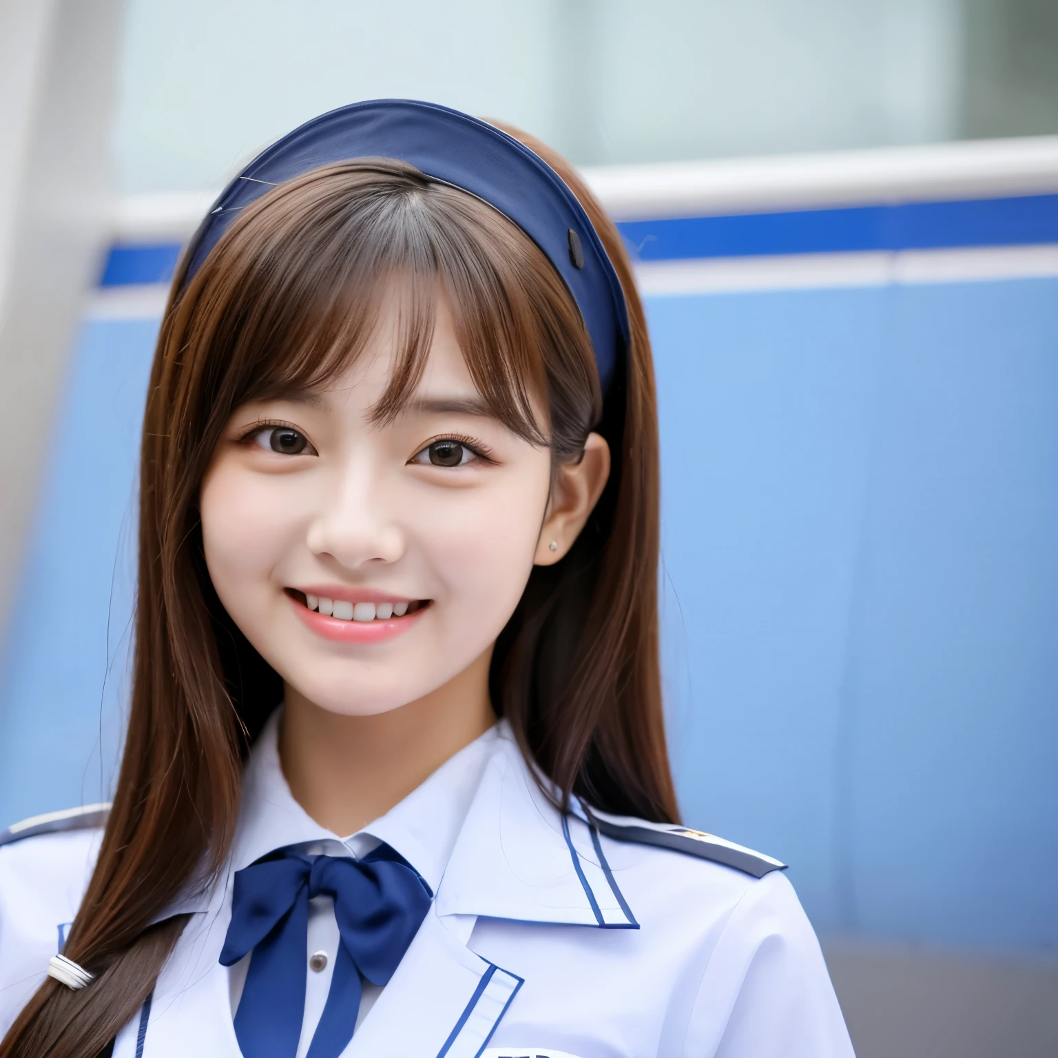 22 years old with a cute idol-like face ANA flight attendant uniform Gentle and cute smile gently Medium size bust Raw photo genuine real Life Do not display copyright