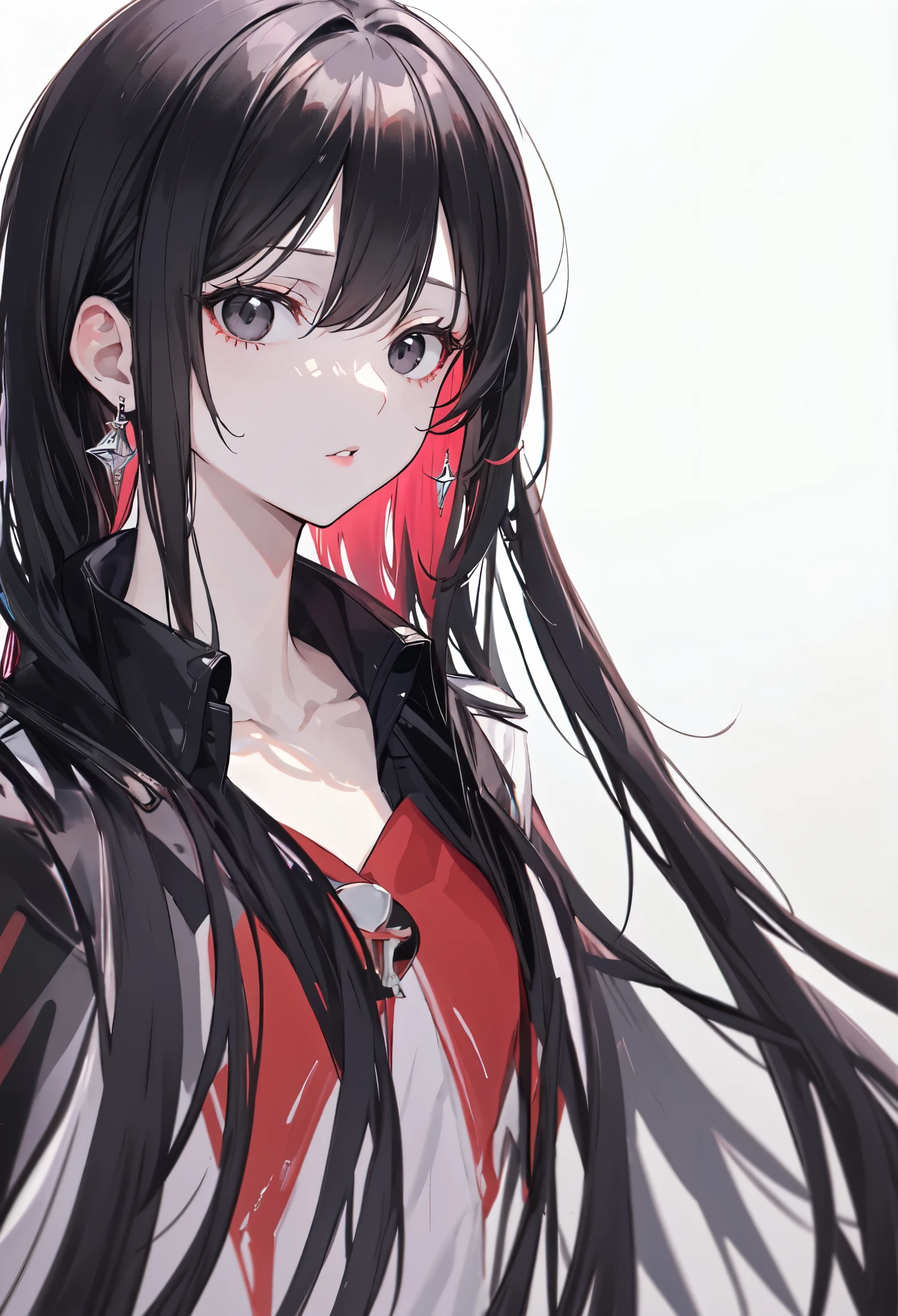 Anime girl with long black hair and red eyes, Detailed picture of anime girl, Anime pictures of cute girls, beautiful anime pictures, Anime girl profile, The face of a cute anime girl, Portrait of an anime girl, Beautiful anime face images, Anime style pictures, Portrait of an anime girl, cute anime girl pictures, High quality anime art style, Clean, detailed anime art.