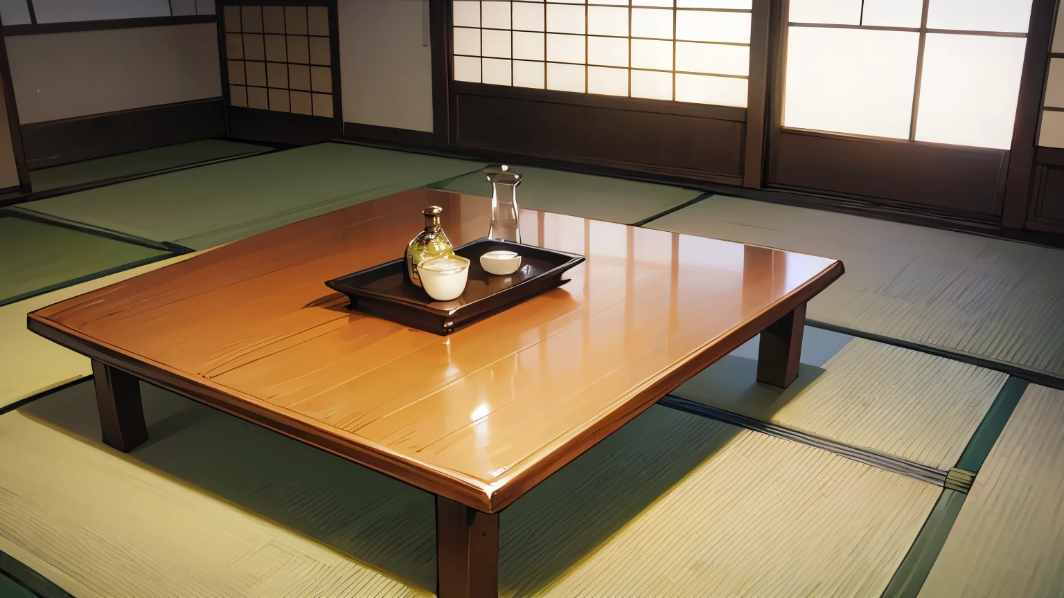 Japanese style room、Wooden chabudai table、Japanese cushion、